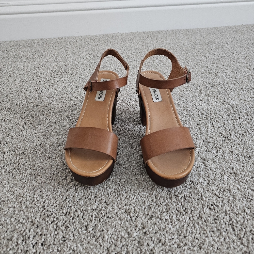 Steve Madden Women's Tan Platform Sandals Size 5.5 - Picture 2 of 4